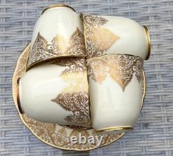Vintage Hammersley Bone China Coffee Set for 12, Cream with Gilt Lace, 52 Pieces