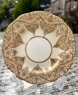 Vintage Hammersley Bone China Coffee Set for 12, Cream with Gilt Lace, 52 Pieces
