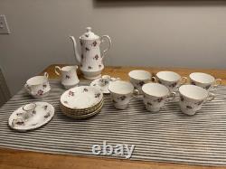 Vintage Hammersley Princess House Pink Rose Bone China Coffee Set 17 Pc England