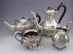 Vintage Hand Chased Sheffield England Silver Plate Tea Set Coffee Set