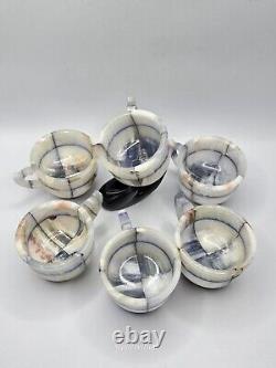 Vintage Hand Crafted Blue Onyx 16pc Tea/Coffee Set. Stunning Quality and Colors