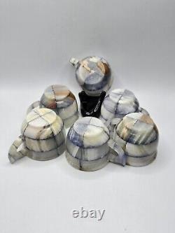 Vintage Hand Crafted Blue Onyx 16pc Tea/Coffee Set. Stunning Quality and Colors