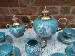 Vintage Hand made Italy, Florentine Turquoise ground tea/coffee set
