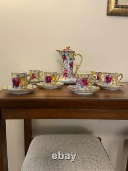 Vintage Hand-painted Porcelain Chocolate Coffee Pot Set