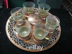 Vintage Handmade Oppenheim Israel Coffee Set with Sugar Bowl & Glass Inserts