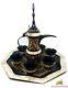 Vintage Handmade Palestinian Engraved Brass Mother Of Pearl Coffee Set Bethlehem