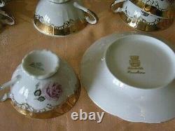 Vintage Handmade Porcelain Meissen Rose Coffee Tea Home 9 Set Made In Germany