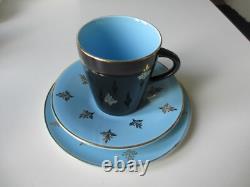 Vintage Harlequin, Coffee Set, Black crest Design, Multicoloured Cups & Saucers