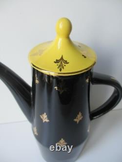Vintage Harlequin, Coffee Set, Black crest Design, Multicoloured Cups & Saucers