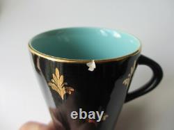 Vintage Harlequin, Coffee Set, Black crest Design, Multicoloured Cups & Saucers
