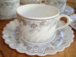 Vintage Haviland Limoges Valmont Tea / Coffee Set, Pot & 8 Cups, Silver Trim