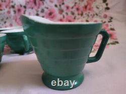 Vintage Hazel Atlas Moderntone Platonite Coffee Cups Set Of 10 Aqua Green MINT