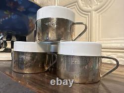 Vintage Heinrich Bavaria Silver Tea Cup Set Coffee Lot Of (6) Selb Very Rare MCM