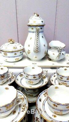 Vintage Herend Coronation Mocha coffee set with sandwich tray for 10 persons
