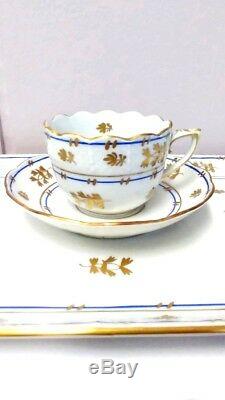 Vintage Herend Coronation Mocha coffee set with sandwich tray for 10 persons