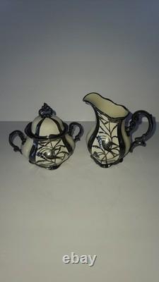 Vintage Hertel Jacob Silver Overlay Coffee/Tea Set