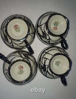 Vintage Hertel Jacob Silver Overlay Coffee/Tea Set