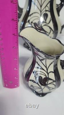 Vintage Hertel Jacob Silver Overlay Coffee/Tea Set