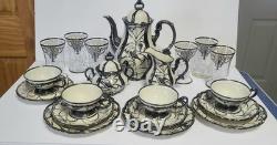Vintage Hertel Jacob Silver Overlay Coffee/Tea Set