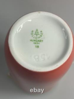 Vintage Hollohaza Hungarian Hungary Porcelain Tea / Coffee Set for 4 Orange-Red