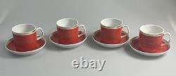 Vintage Hollohaza Hungarian Hungary Porcelain Tea / Coffee Set for 4 Orange-Red