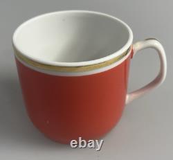 Vintage Hollohaza Hungarian Hungary Porcelain Tea / Coffee Set for 4 Orange-Red