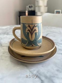 Vintage Honiton Devon Pottery Brown Coffee Set Milk Jug Sugar Pot Mugs Saucers