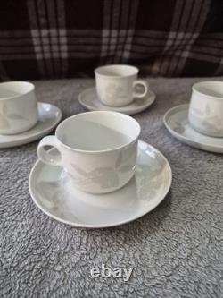 Vintage Hutschenreuther Kyoto Coffee Cup Saucer Set of 4 MINT Leonard Paris