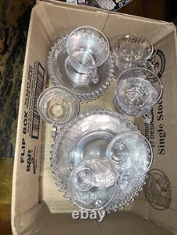 Vintage Imperial Candlewick Set (8) Coffee Cups, Saucers And Small Plates Etched