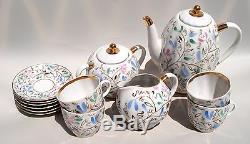 Vintage Imperial Russian USSR LOMONOSOV Coffee Set Porcelain Hand Painted Flower