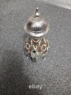 Vintage Indian Nickel Plated Brass Decorative Tea/Coffee Set