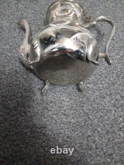 Vintage Indian Nickel Plated Brass Decorative Tea/Coffee Set