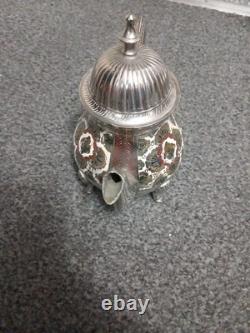 Vintage Indian Nickel Plated Brass Decorative Tea/Coffee Set