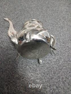 Vintage Indian Nickel Plated Brass Decorative Tea/Coffee Set