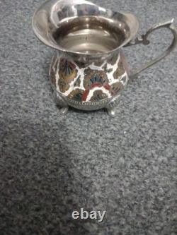 Vintage Indian Nickel Plated Brass Decorative Tea/Coffee Set