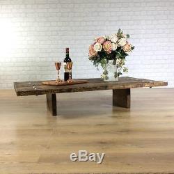 Vintage Industrial Coffee Table Rustic Reclaimed Plank Top bench set Living