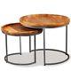 Vintage Industrial Side Tables Round Coffee End Table Set Solid Wood Iron Legs