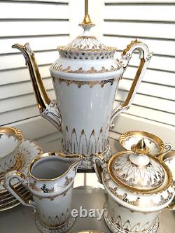 Vintage J & C JC Jaeger Bavaria Germany Fine Porcelain Gold 15 pc Coffee Set