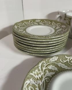 Vintage J&G Meakin Sterling Renaissance Green England Tea Coffee Set Lot
