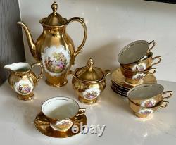 Vintage Jahre Bareuther Bavarian 24 Karat Gold Plated Porcelain Tea Coffee Set