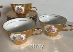Vintage Jahre Bareuther Bavarian 24 Karat Gold Plated Porcelain Tea Coffee Set