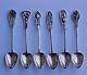 Vintage James A. Linton Sterling Silver Wildflowers Coffee Spoon Set Of Six