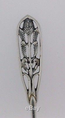 Vintage James A. Linton Sterling Silver Wildflowers Coffee Spoon Set Of Six