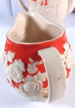 Vintage Japan Moriyama Mori-Machi Orange and Flower Coffee Set 1 Missing Cup
