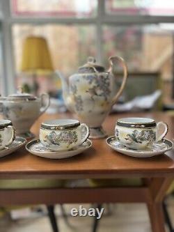 Vintage Japanese Handpainted Tea set Landscape Birds VGC