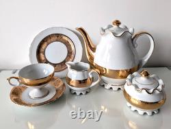 Vintage Japanese Porcelain Coffee Tea Set 22pc Gold Leaf Grapes Never Used Mint