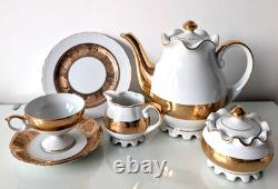 Vintage Japanese Porcelain Coffee Tea Set 22pc Gold Leaf Grapes Never Used Mint