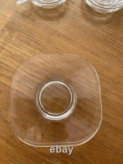 Vintage Joe Colombo Arno Set of 5 Glass Cups + 6 Saucers Italian MCM