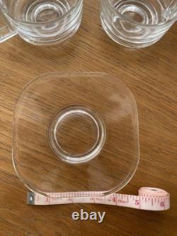 Vintage Joe Colombo Arno Set of 5 Glass Cups + 6 Saucers Italian MCM