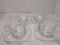 Vintage Joe Colombo Arno Stackable Glass Coffee Cups Saucers Set 4 Italy MCM
